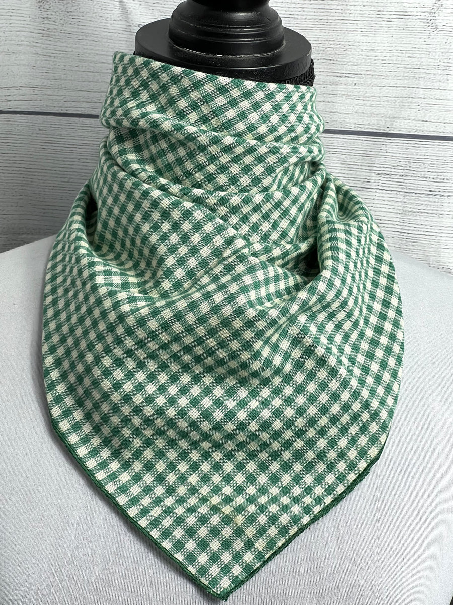 The Green Check Linen Neckerchief Wild West Rag Co