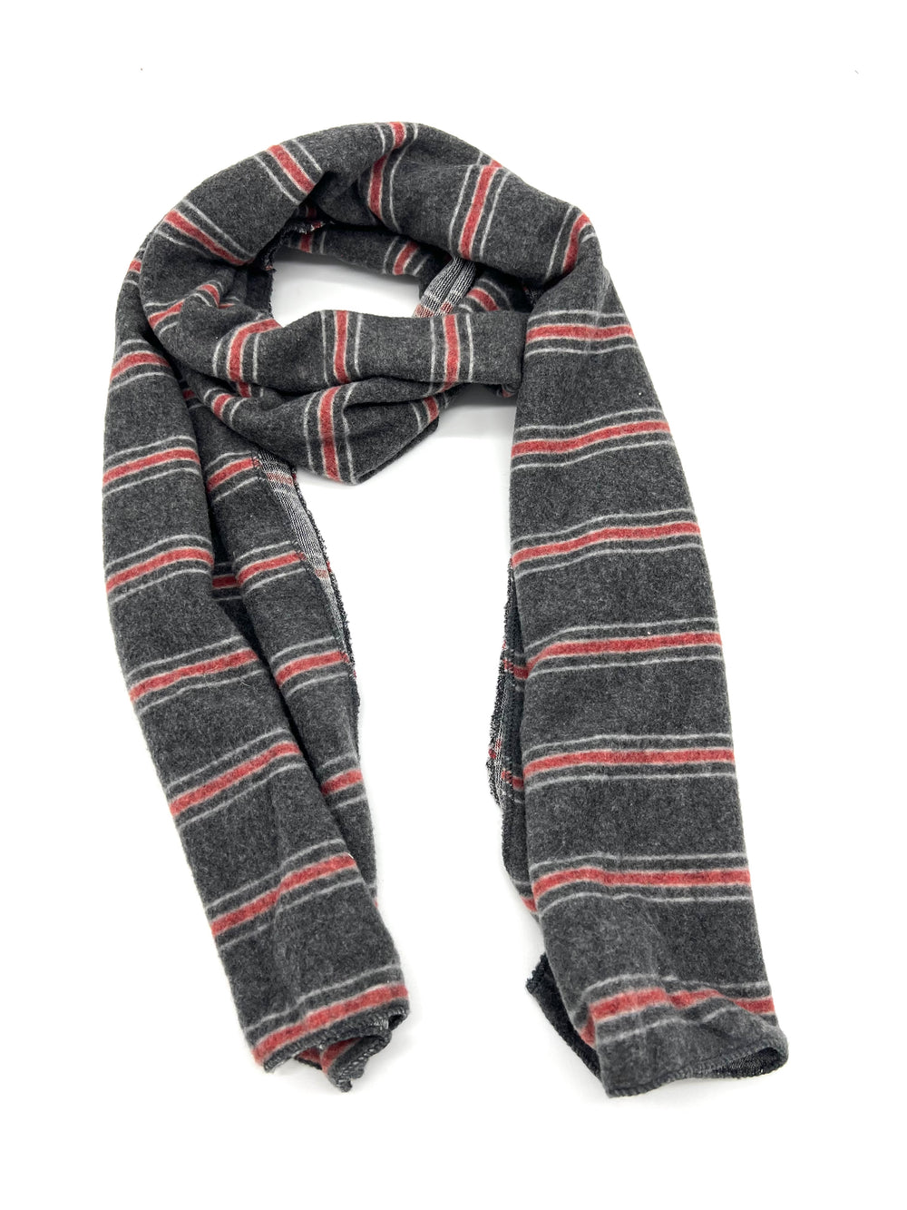 Charcoal Striped Faux Cashmere Straight Scarf