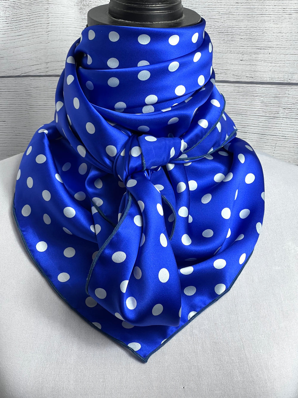 The Royal Blue Polka Dot Silk Rag