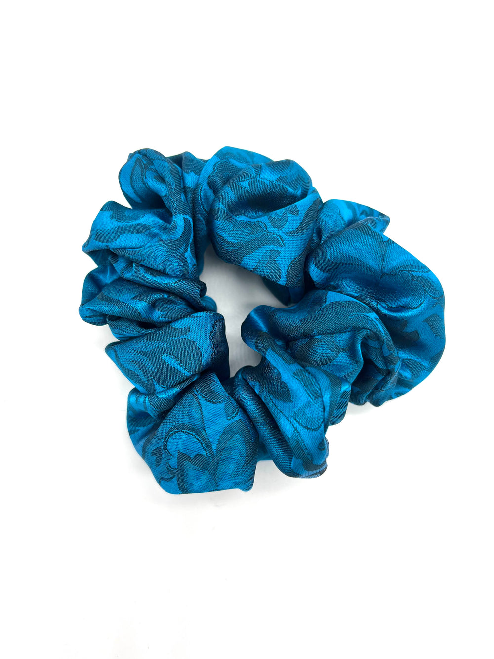Cerulean Silk Jacquard Scrunchie