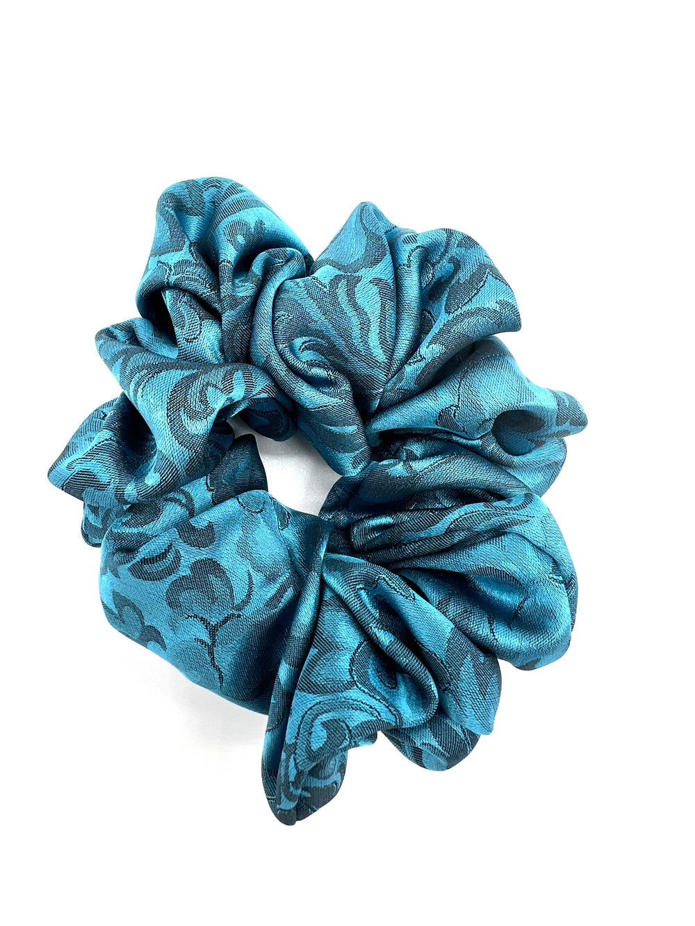 The Turquoise Silk Jacquard Scrunchie