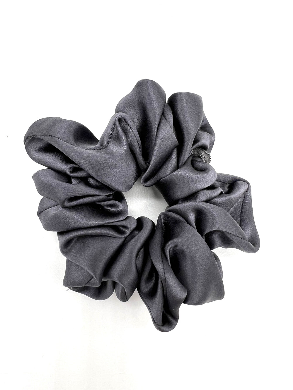 Solid Charcoal Gray Silk Scrunchie