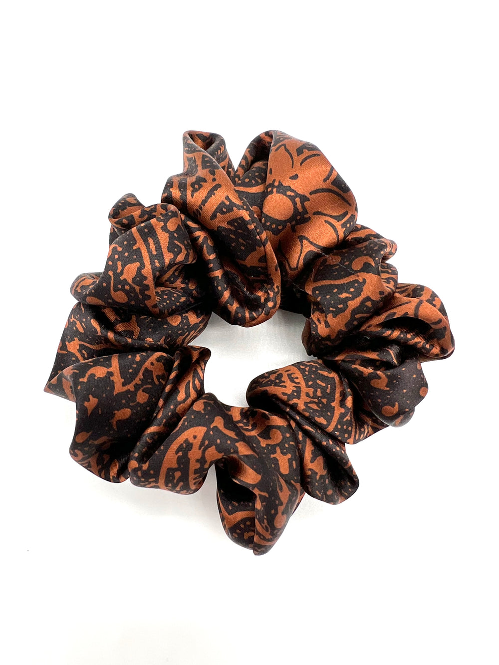 Copper Floral Silk Scrunchie