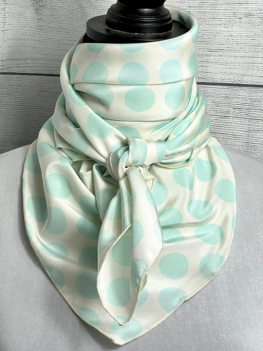 The Pale Turquoise Polka Dot Silk Large Rag