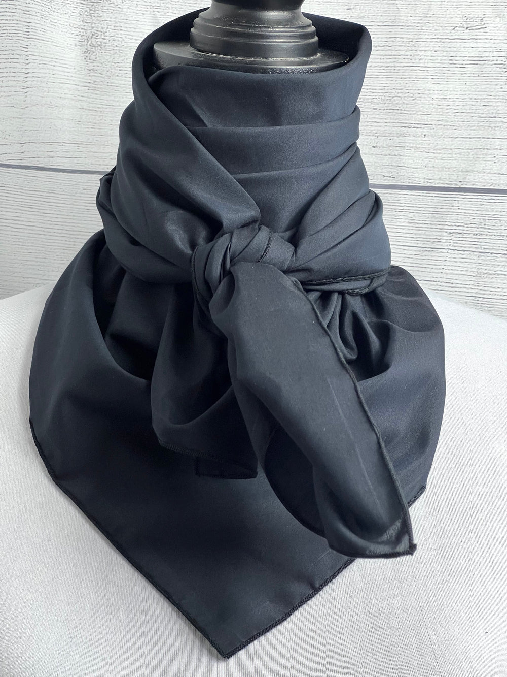 Solid Black Silk & Cotton Large Rag