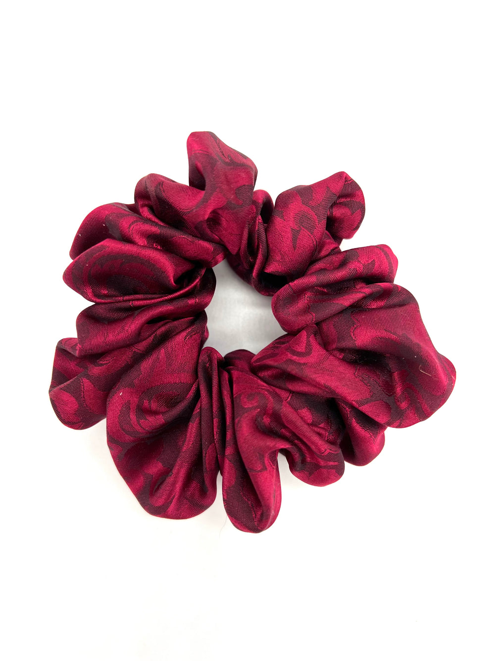Burgundy Silk Jacquard Scrunchie