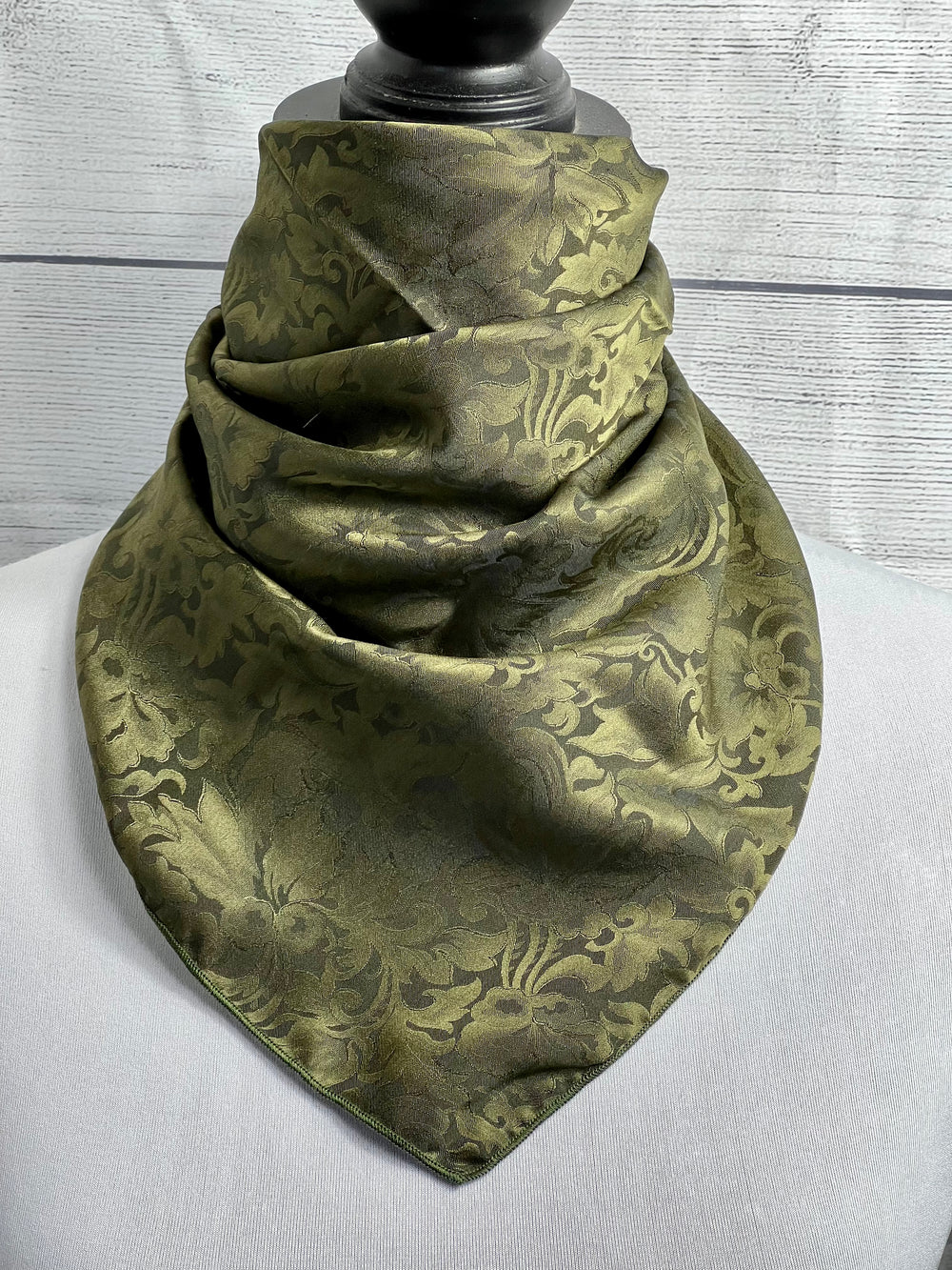 Olive Green Silk Jacquard Neckerchief