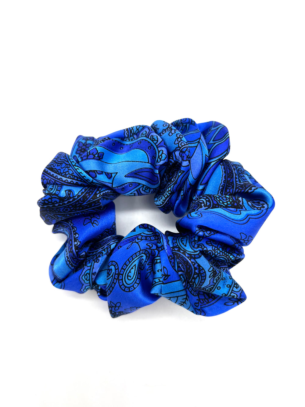 The Cobalt Paisley Silk Scrunchie