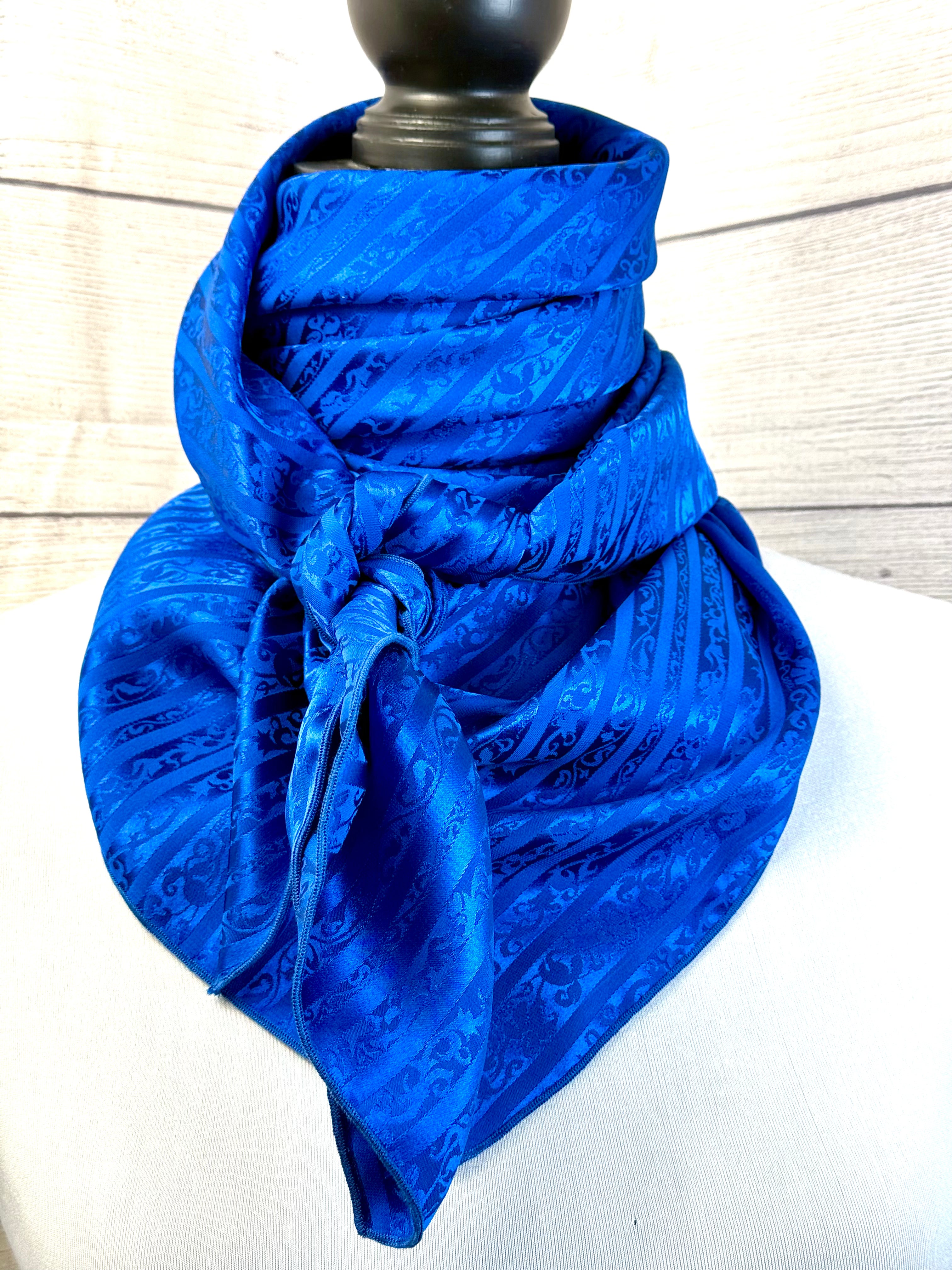 Royal Blue Scroll Silk Jacquard Large Rag – Wild West Rag Co