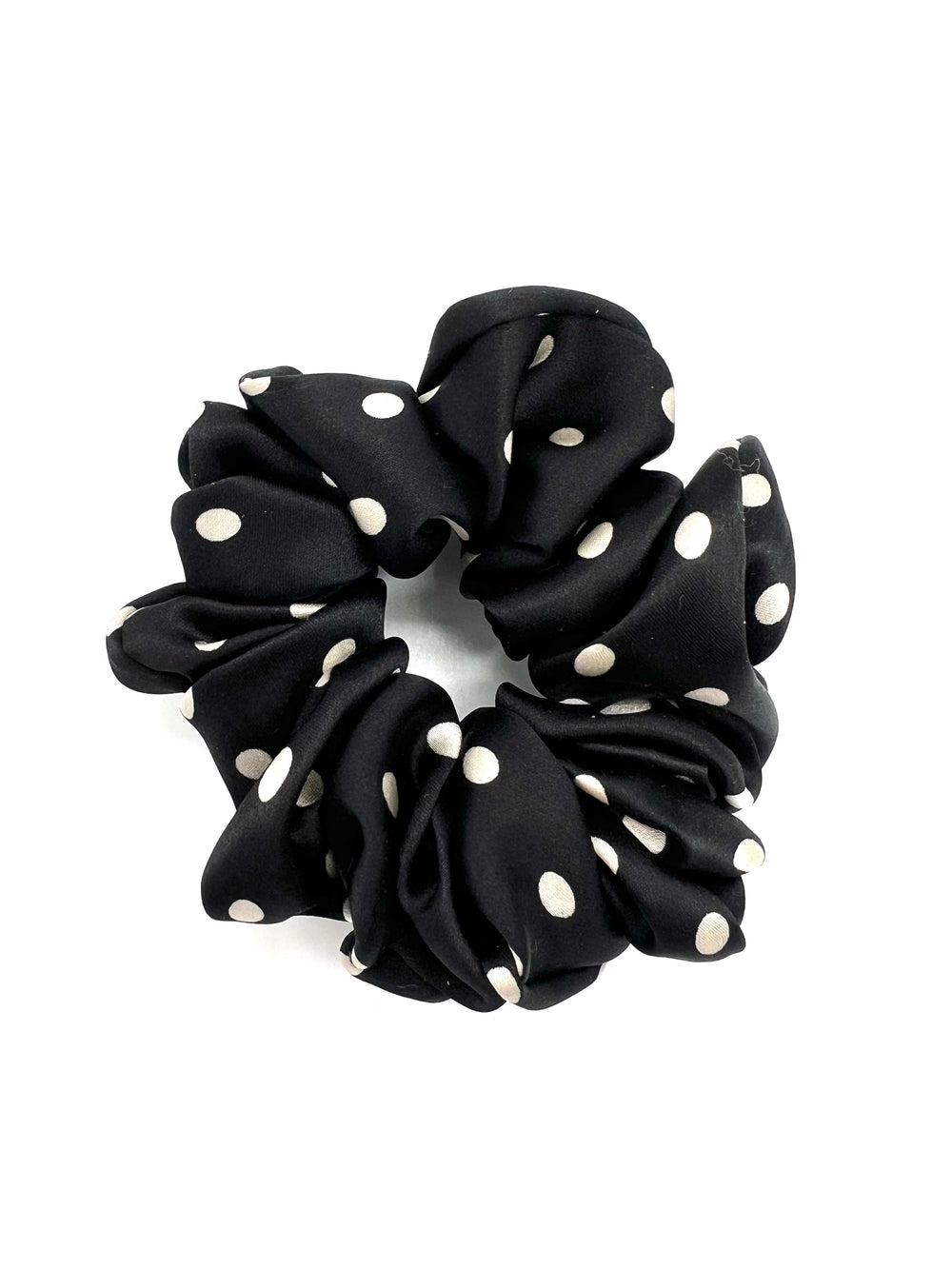 The Black Polka Dot Silk Scrunchie