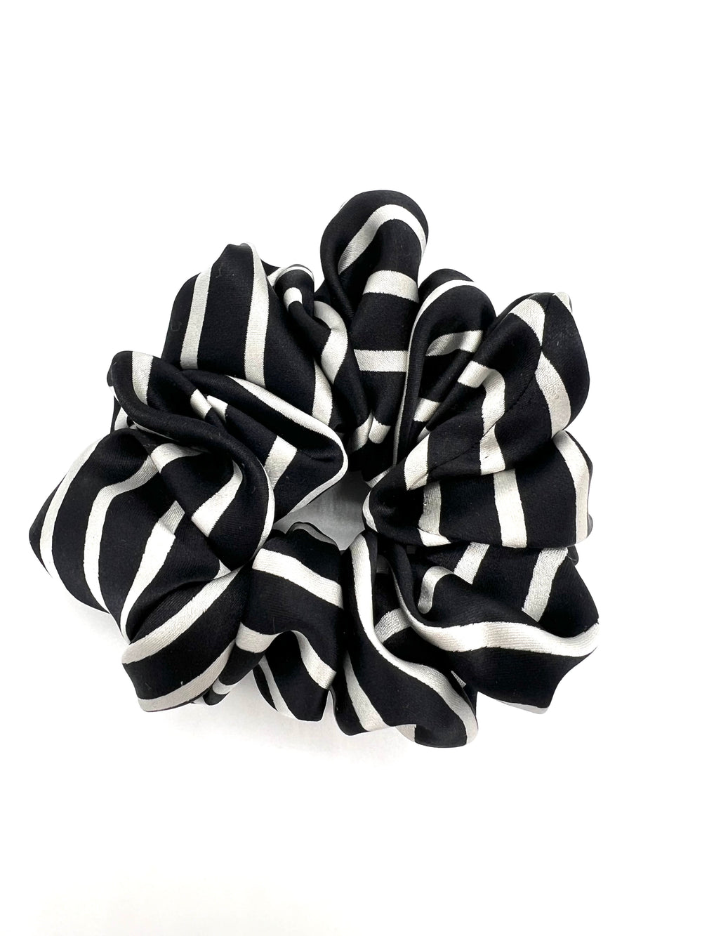 The Black Stripe Silk Scrunchie