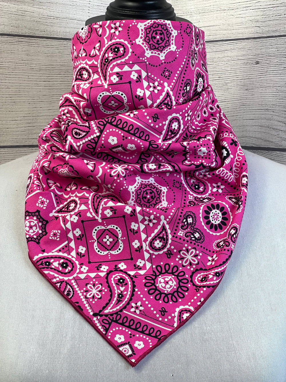 Dark Pink Vintage Paisley Cotton Bandana