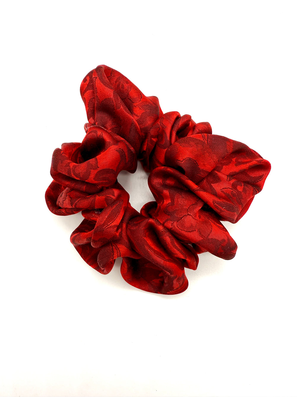 Scarlet Silk Jacquard Scrunchie