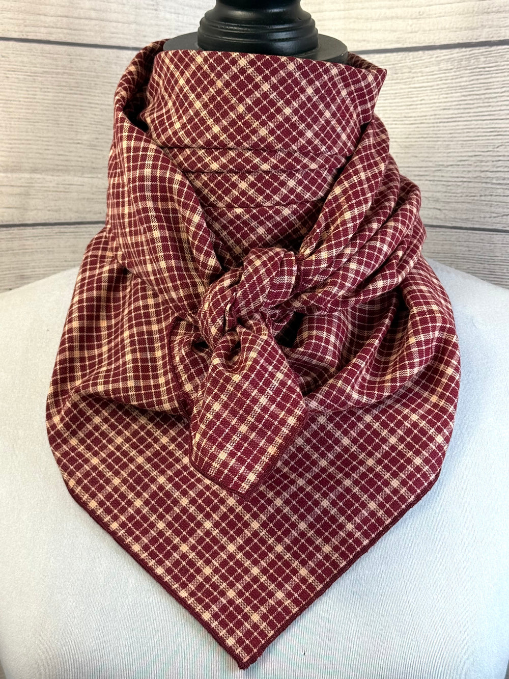 Burgundy & Ivory Plaid Cotton Rag