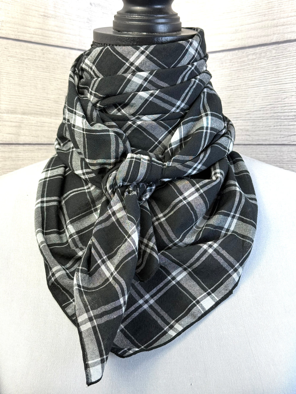 Black and White Plaid Cotton Voile Rag