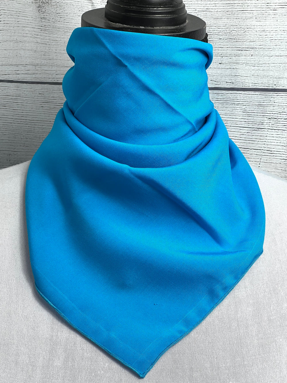 Solid Azure Blue Silk Blend Bandana