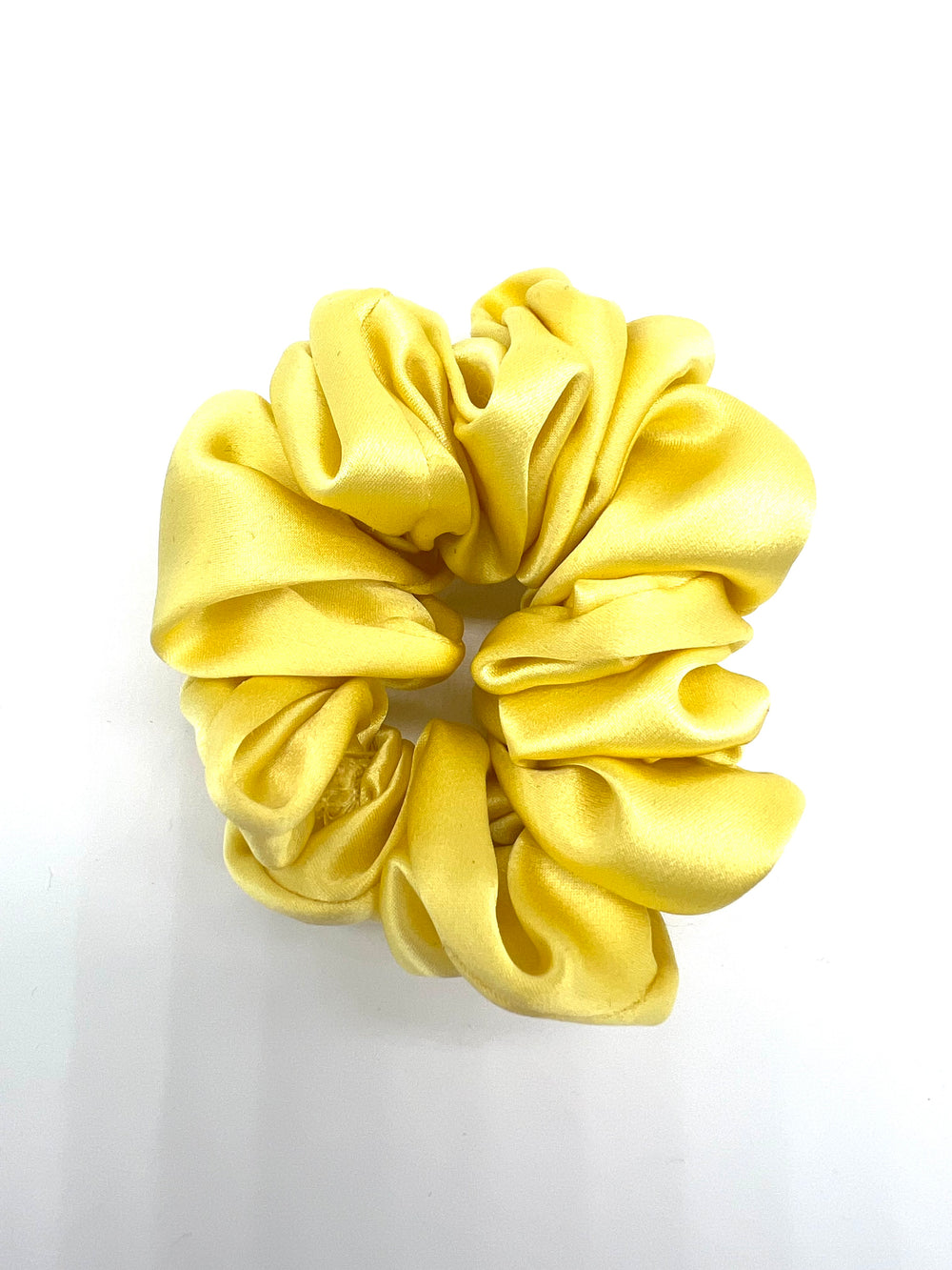 Solid Lemon Yellow Silk Scrunchie
