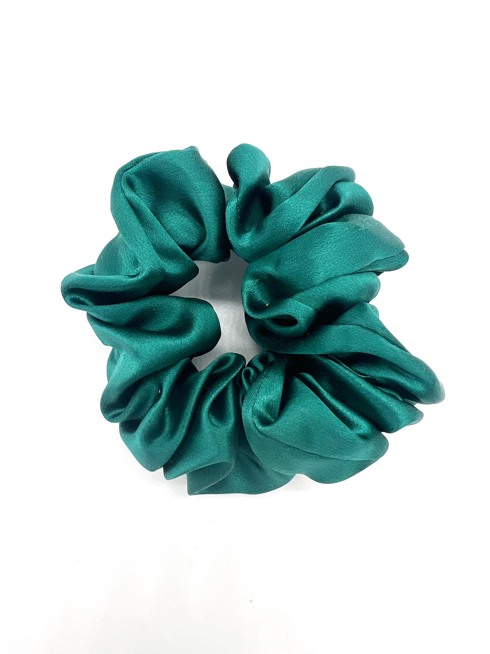 Solid Green Silk Scrunchie
