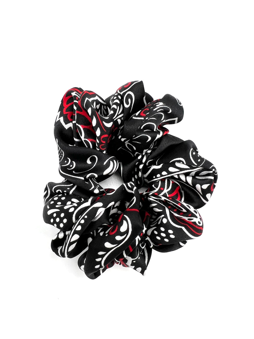 Black & Red Vintage Paisley Silk Scrunchie