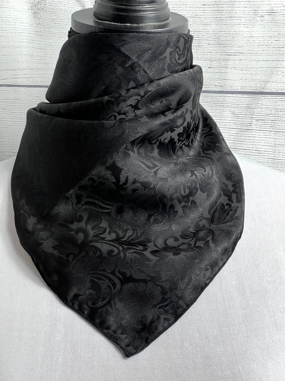 Onyx Black Silk Jacquard Neckerchief