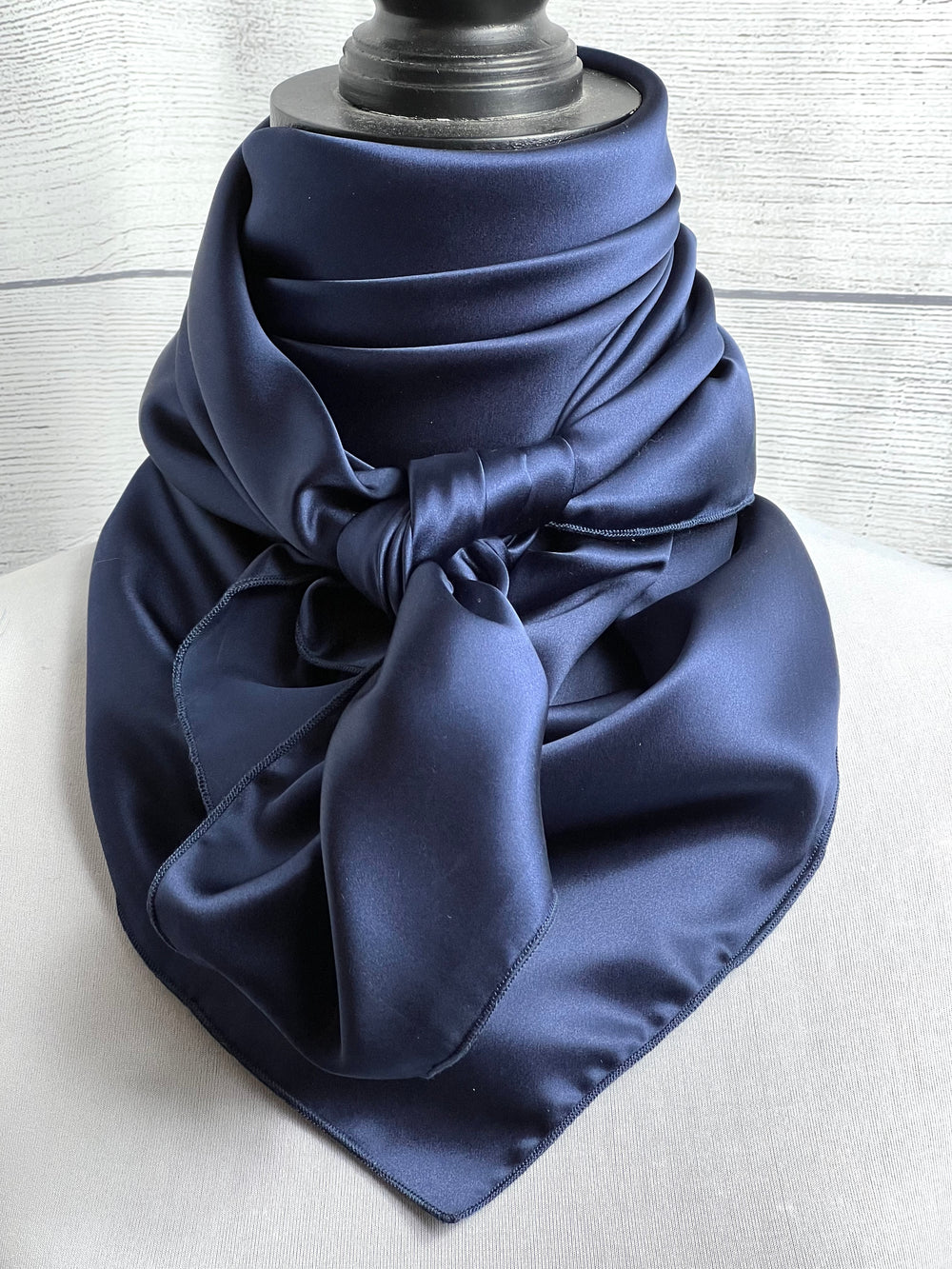Solid Navy Blue Silk Rag