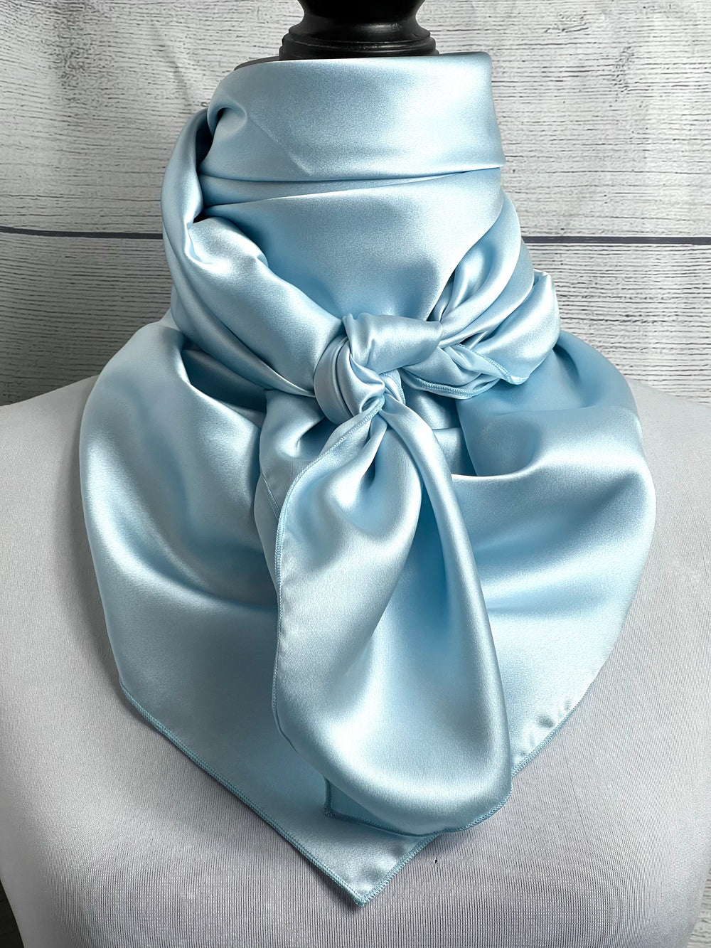 Solid Ice Blue Silk Rag