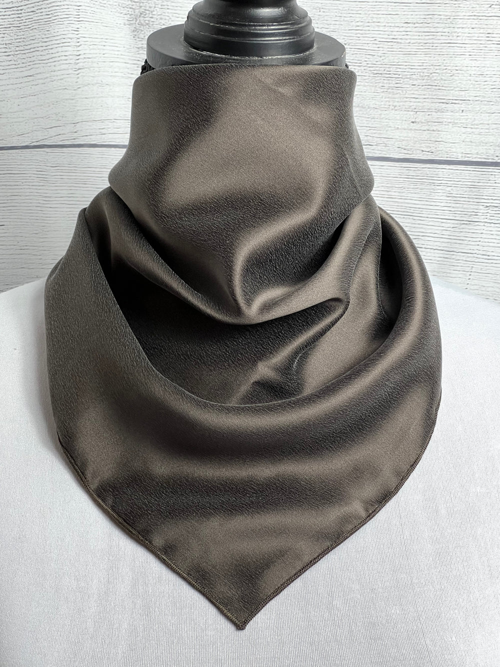 Solid Umber Brown Sandwashed Silk Neckerchief