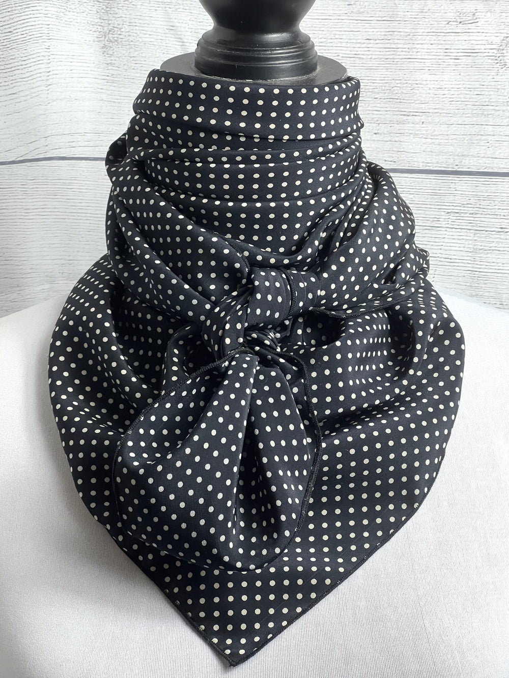 Black & Tan Mini Polka Dot Silk Large Rag