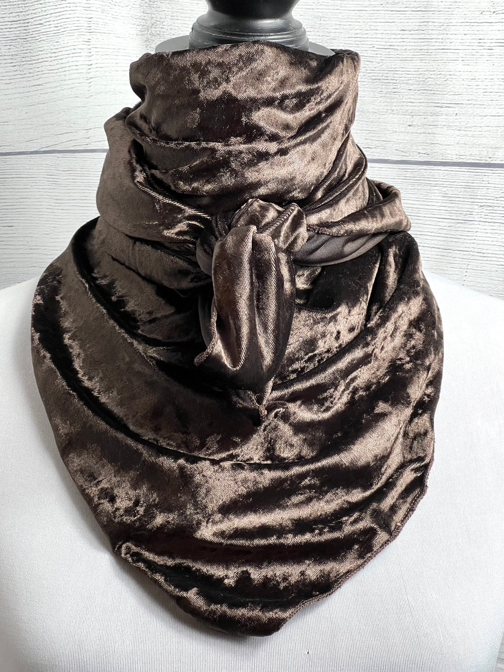 Solid Dark Brown Velvet Silk Blend Rag