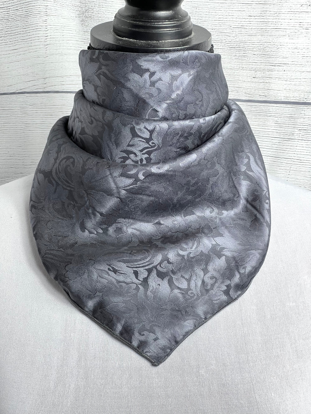 Charcoal Grey Silk Jacquard Neckerchief