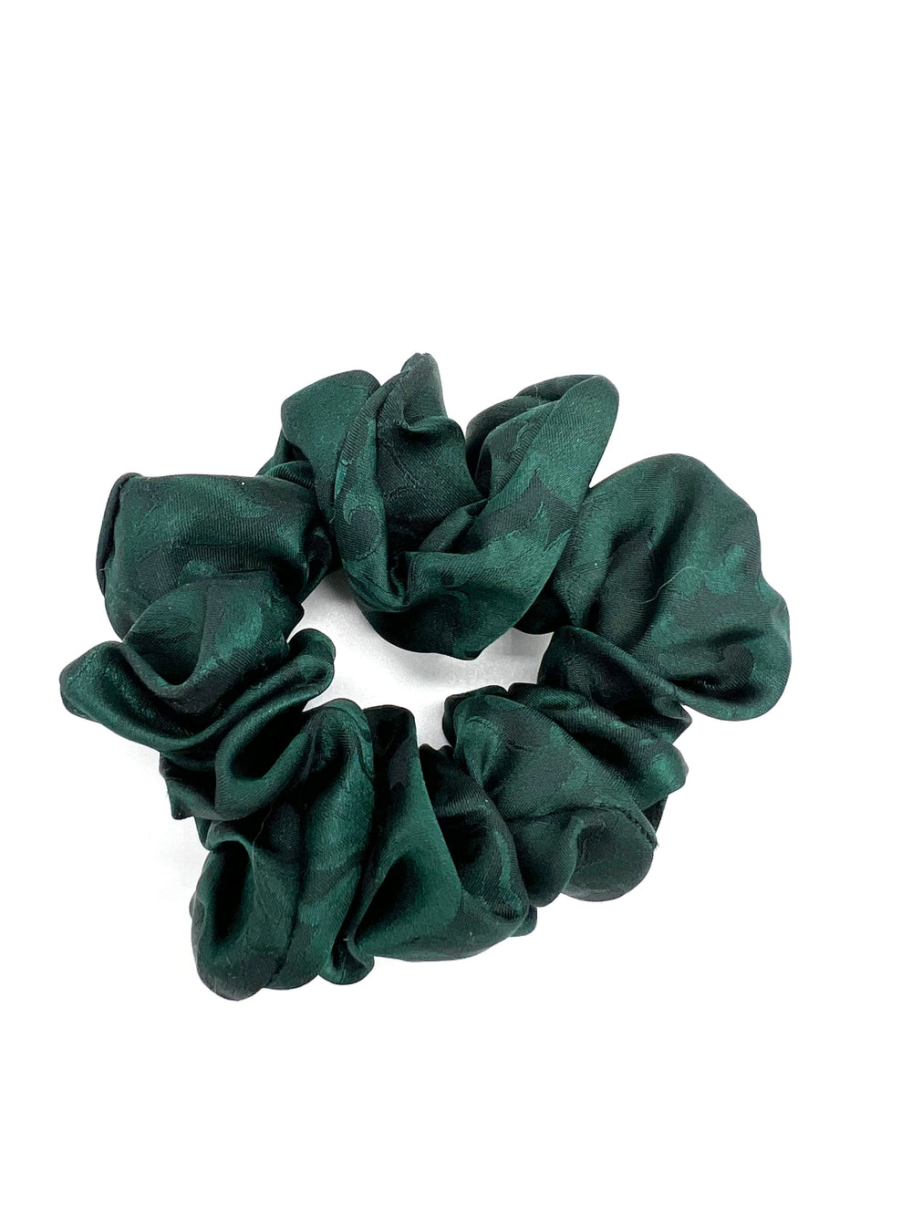 Pine Green Silk Jacquard Scrunchie