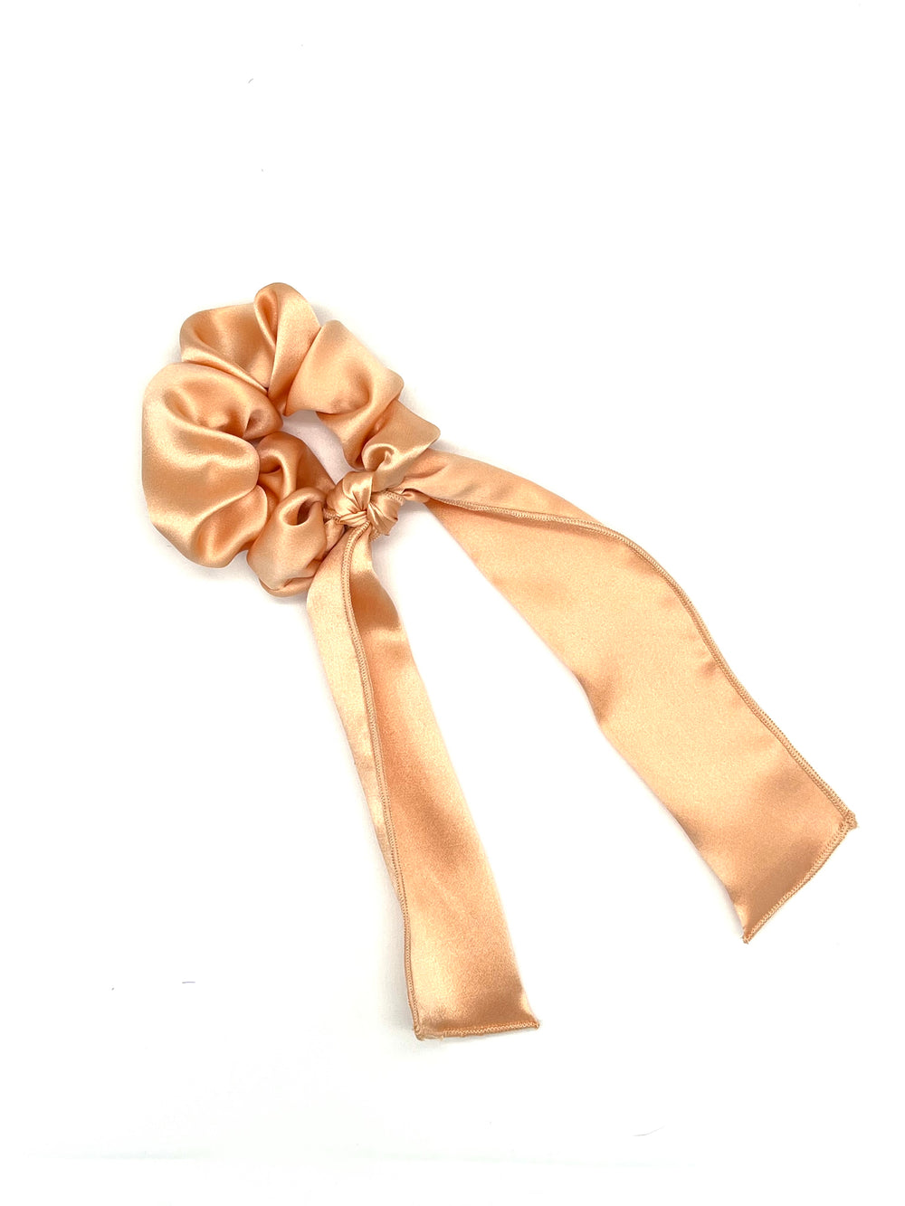 Solid Peach Silk Tailed Scrunchie