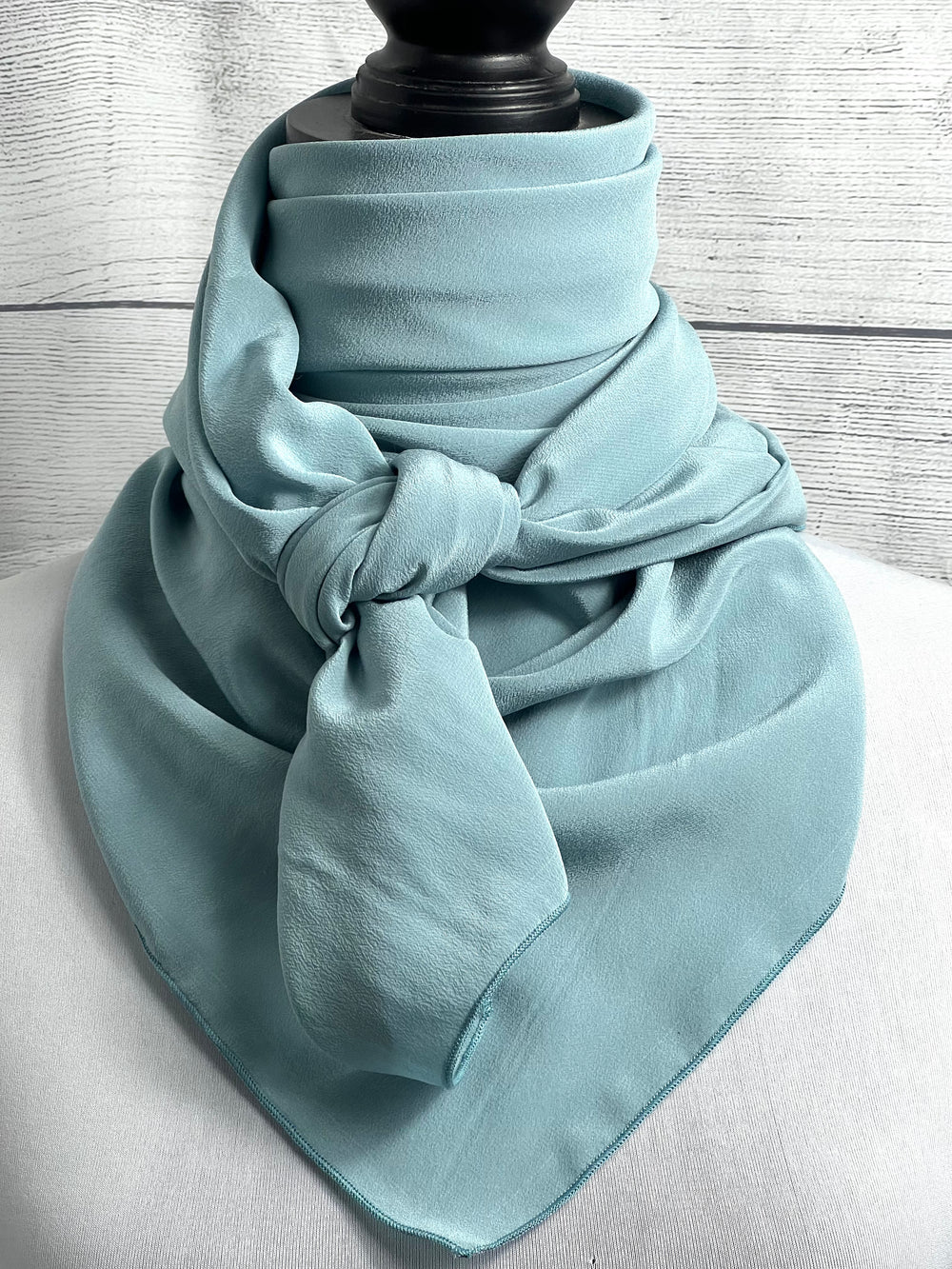 Solid Blue Sage Silk Rag