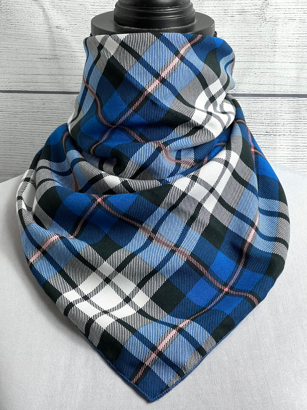 The Royal Blue Plaid Silk Blend Neckerchief
