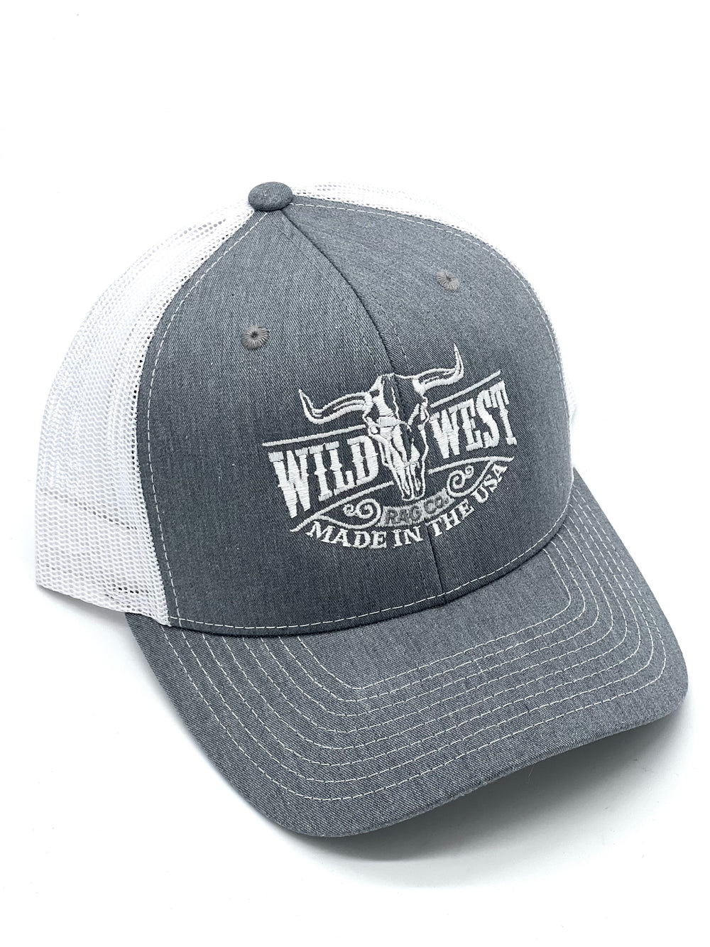 Grey & White Steer Trucker Cap