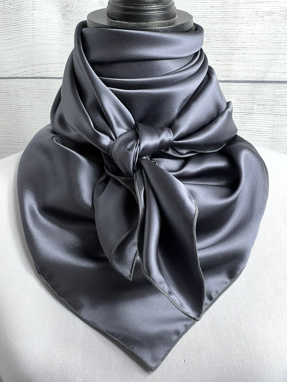 Solid Charcoal Grey Silk Rag